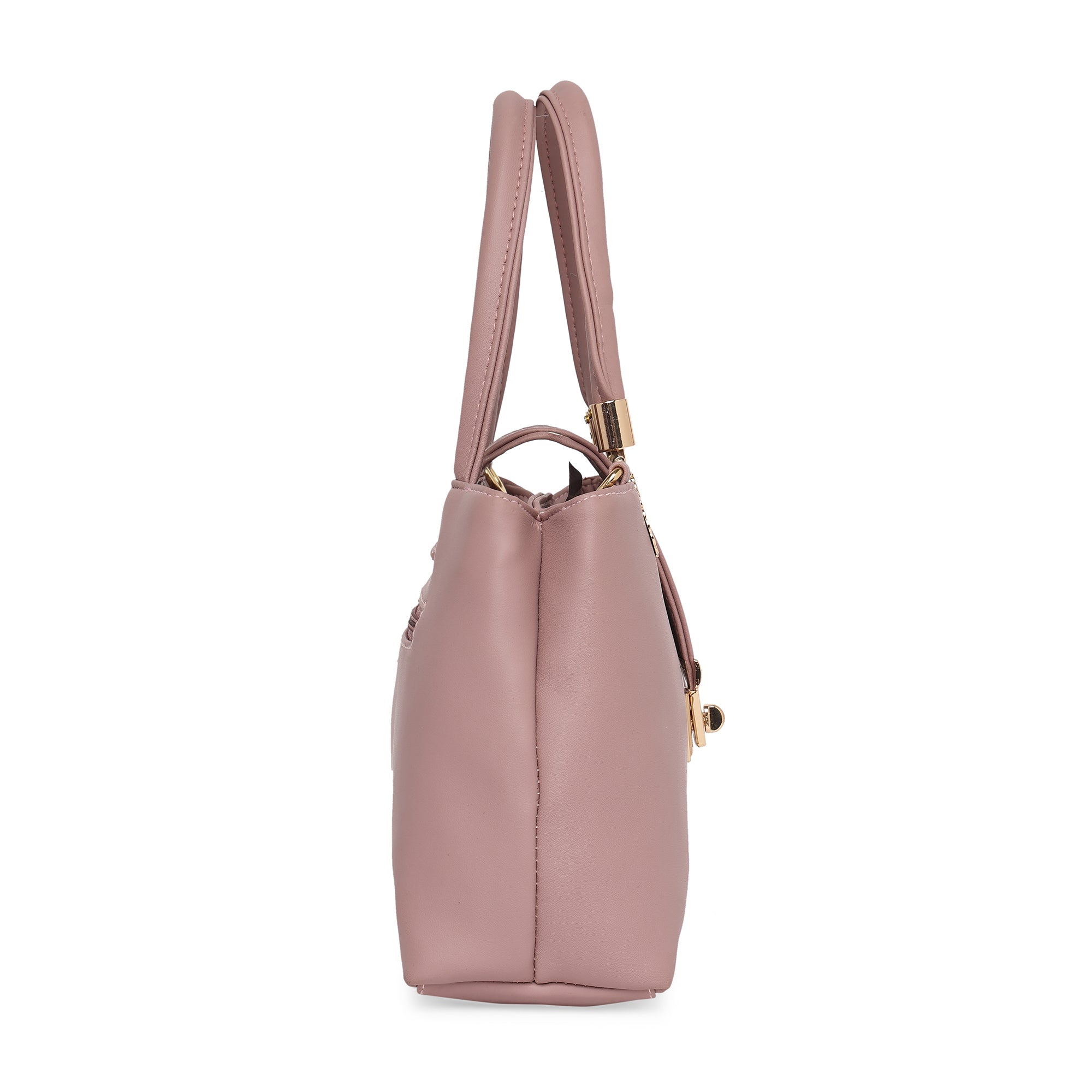 Mauve Women Vegan Leather Handbag With Belt