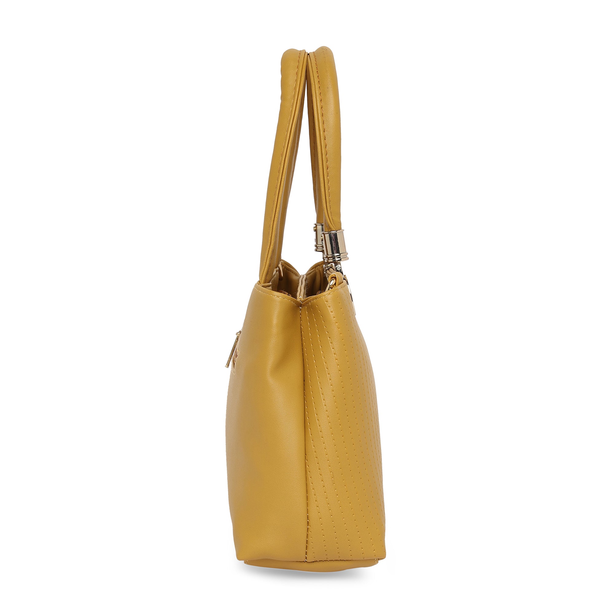 Mustard Women Vegan Leather Handbag With Belt