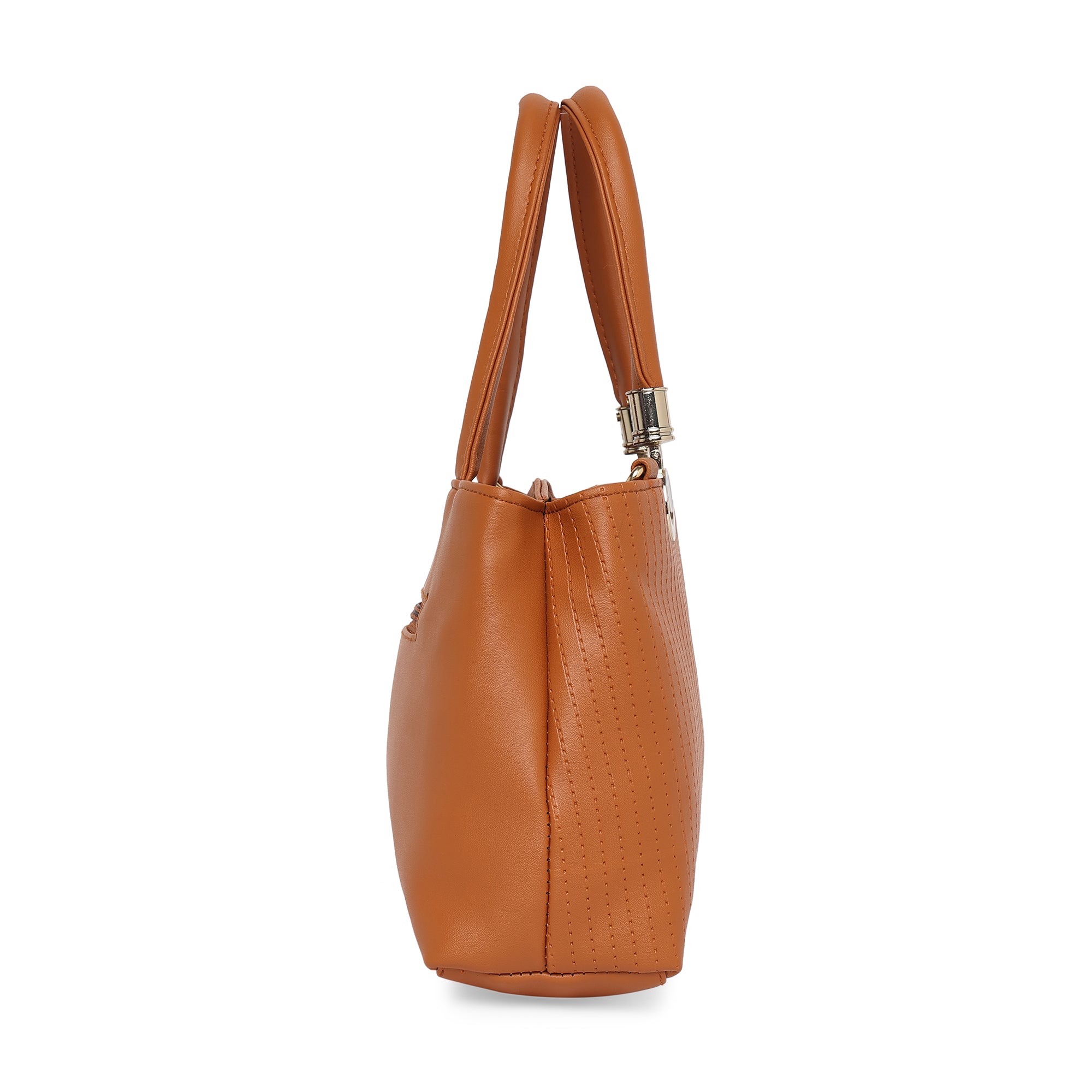 Brown Women Vegan Leather Handbag With Belt