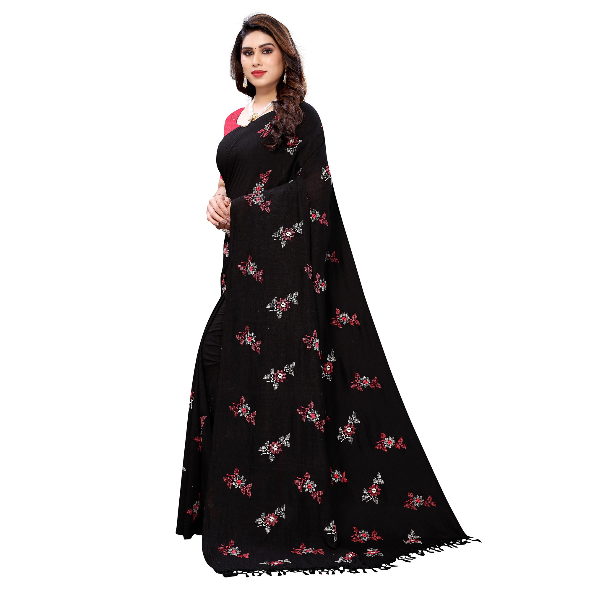 Black Casual Wear Printed Silk Saree