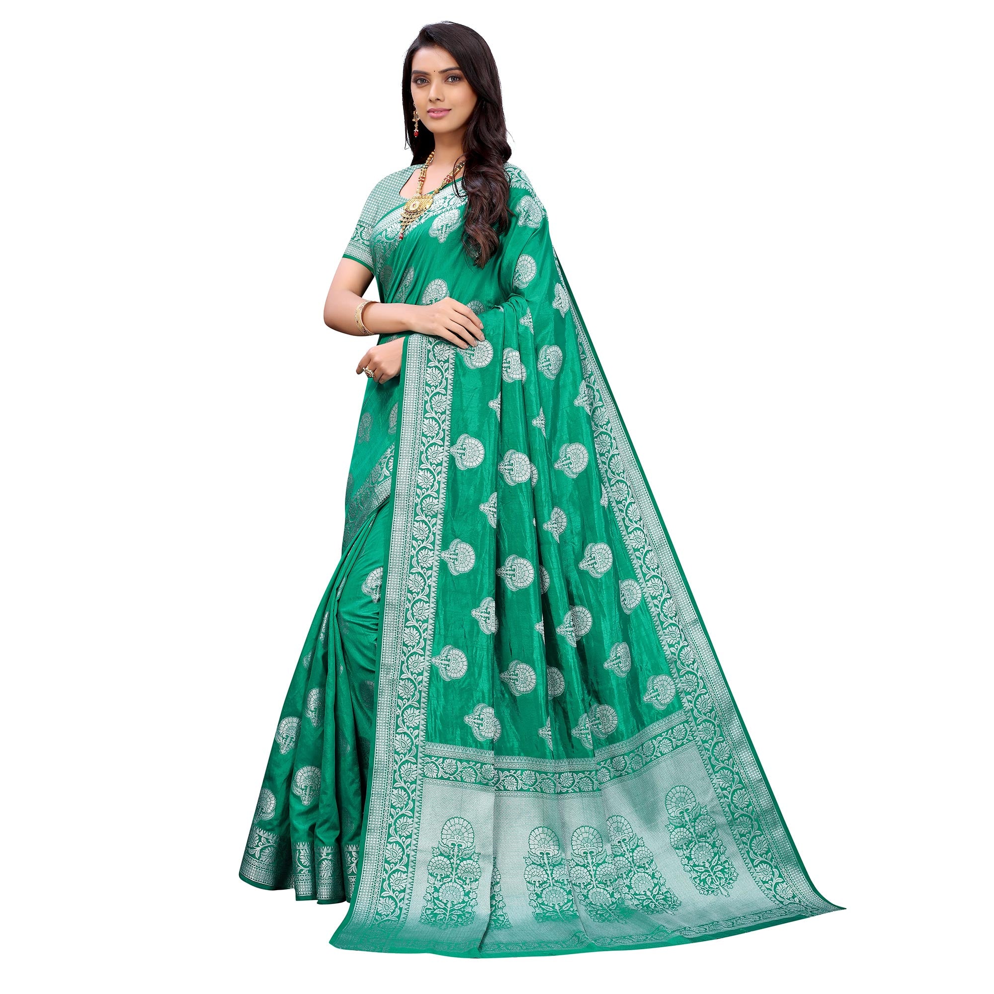 Green Festive Wear Woven Art Silk Saree