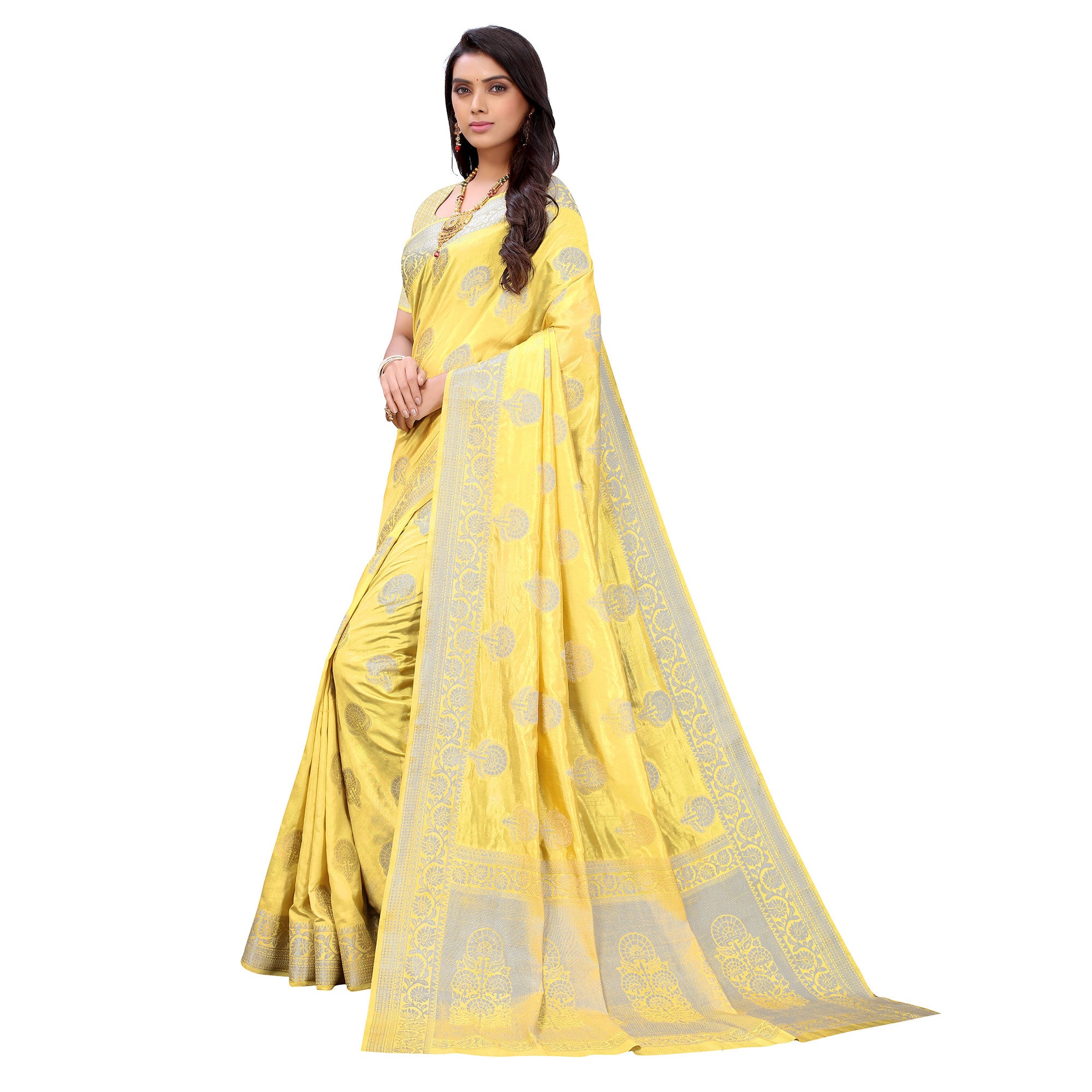 Yellow Festive Wear Woven Art Silk Saree