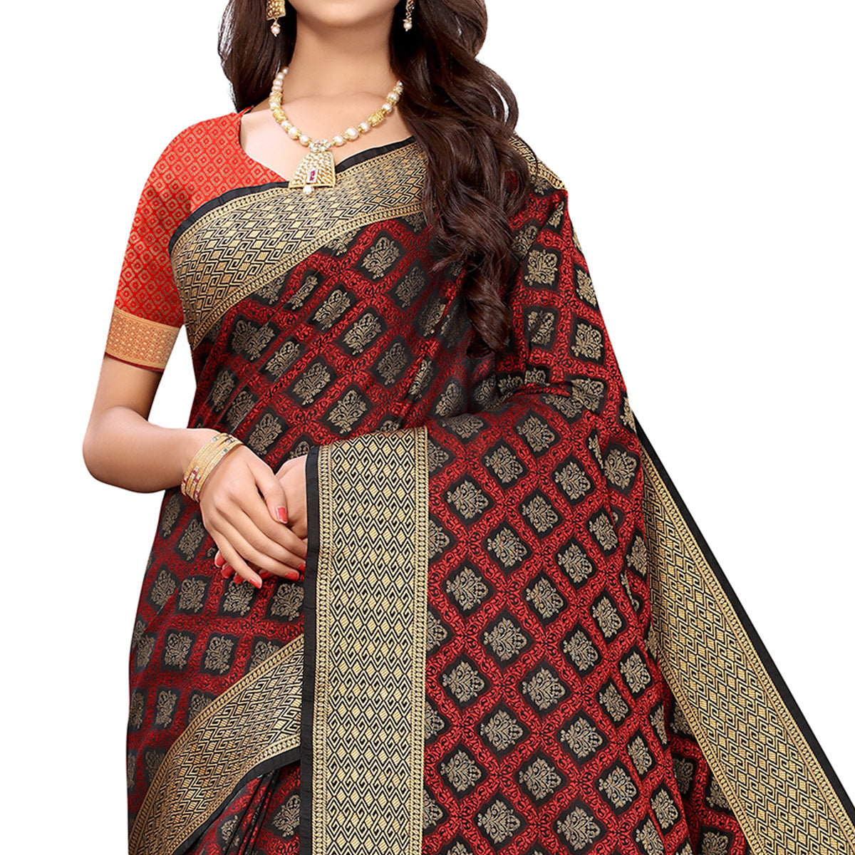 Black Festive Wear Woven Patola Heavy Silk Saree
