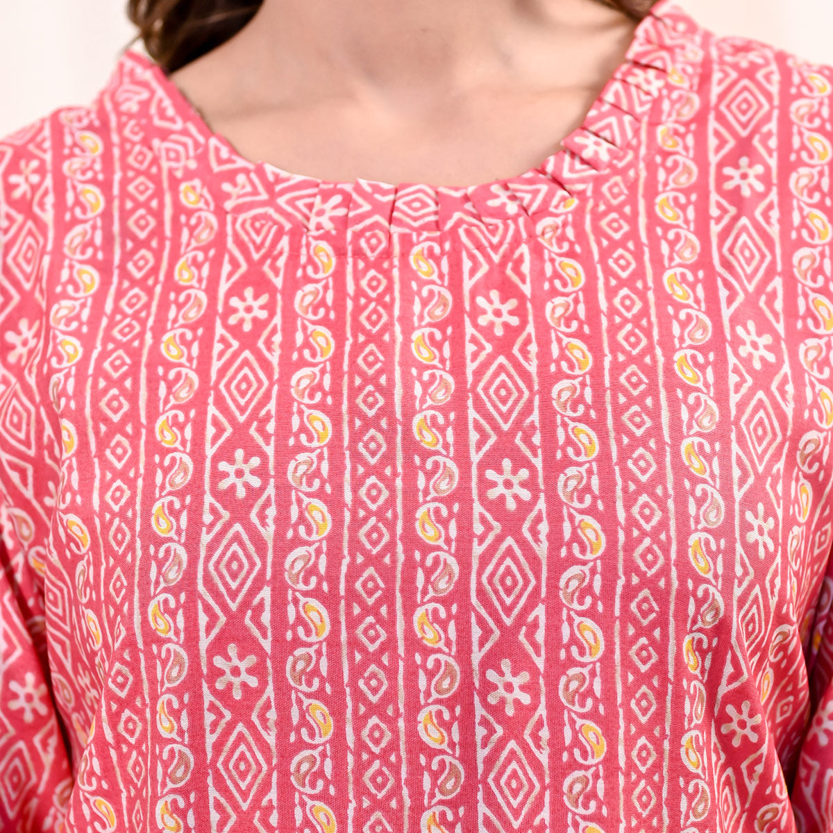 Pink Printed Chanderi Top
