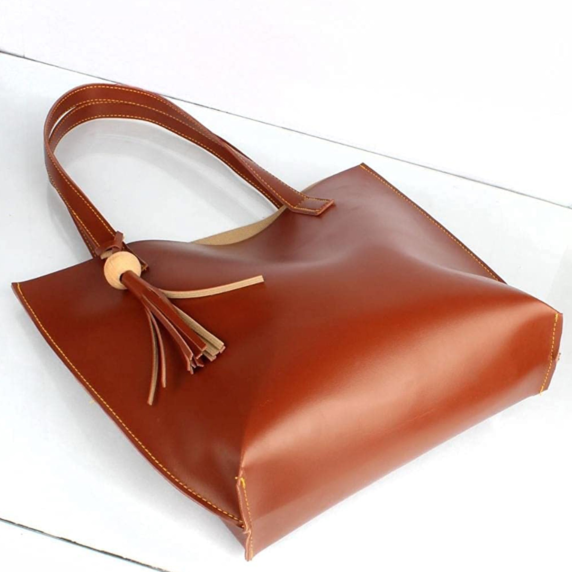 TMN - Women Brown Vegan Leather Tote Bag