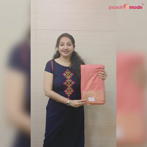 Gajari Woven-Sequins Work Chanderi Saree