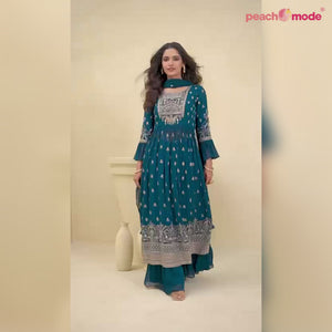Morpich Embellished With Embroidered Georgette Palazzo Suit