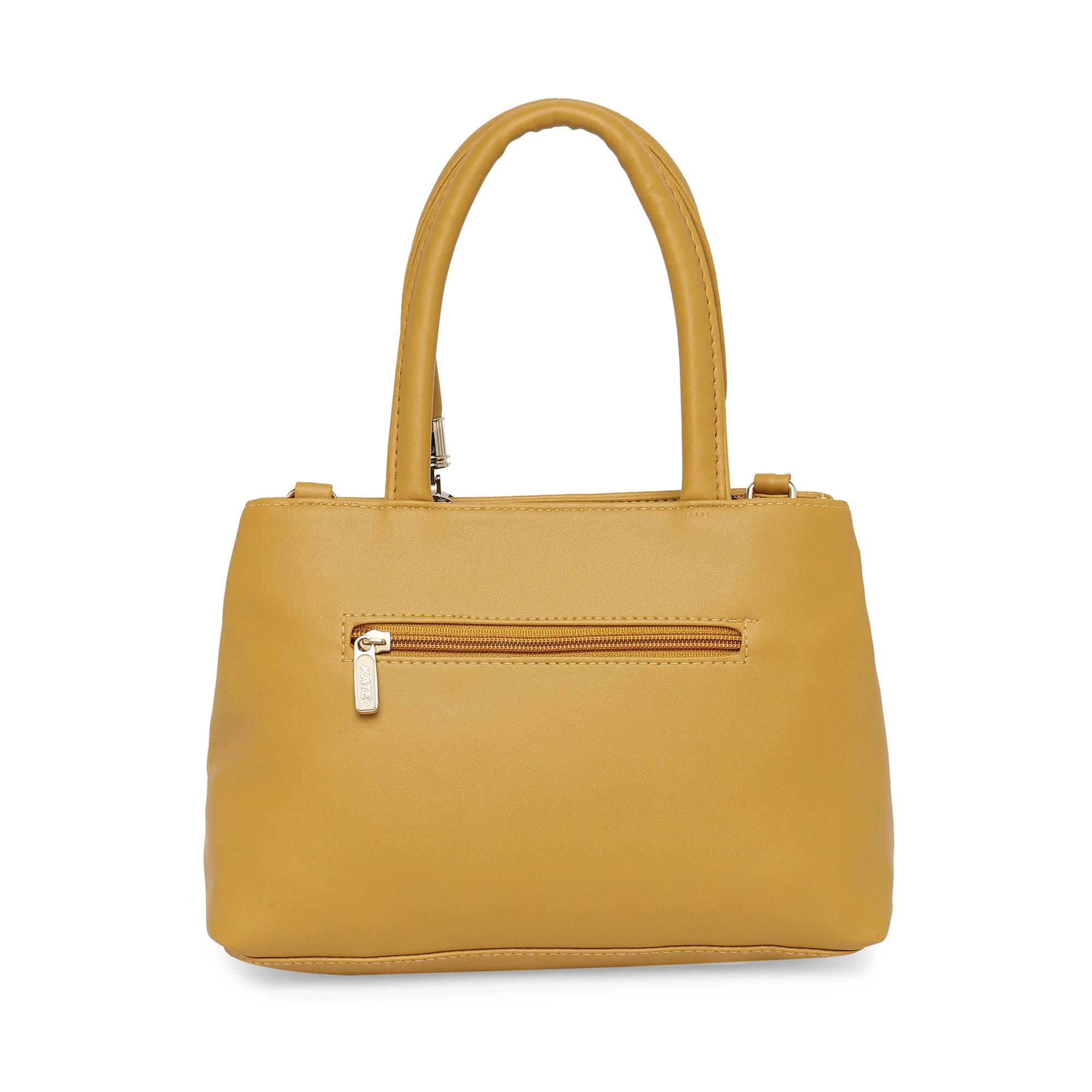 Mustard Women Vegan Leather Handbag With Belt