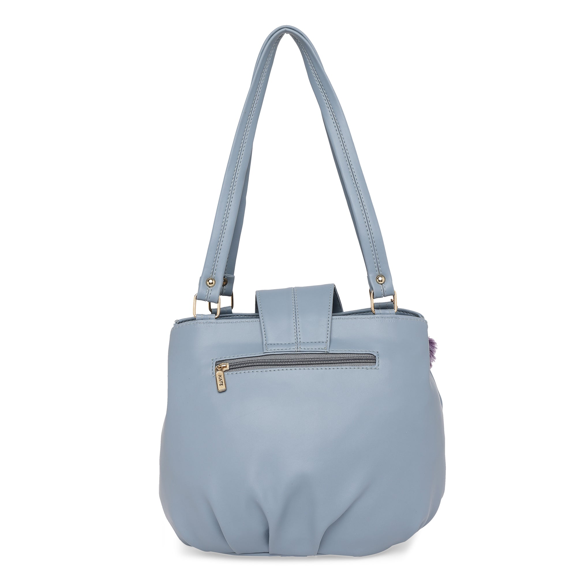 Grey Women Vegan Leather Handbag With Belt