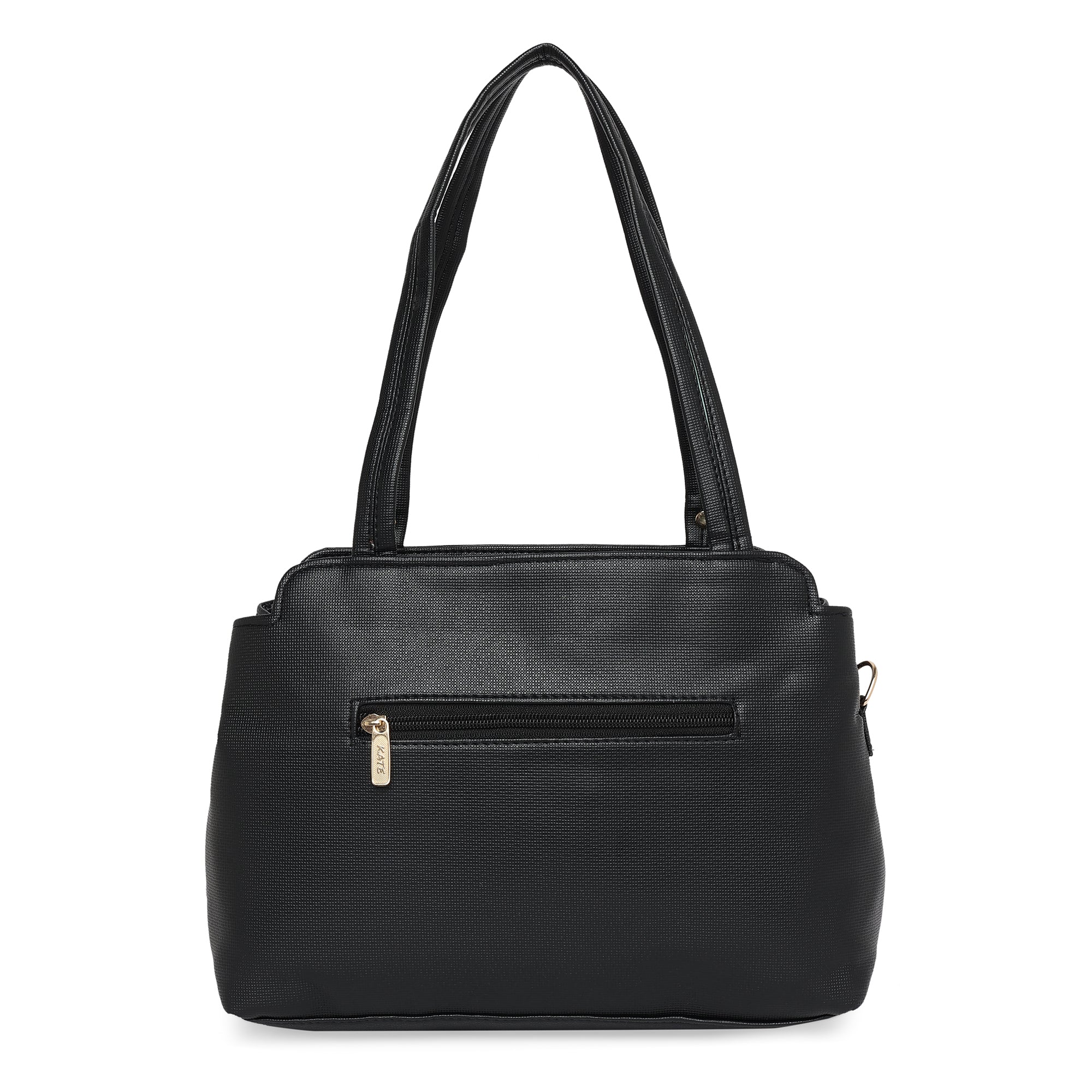 Black Women Vegan Leather Handbag With Belt