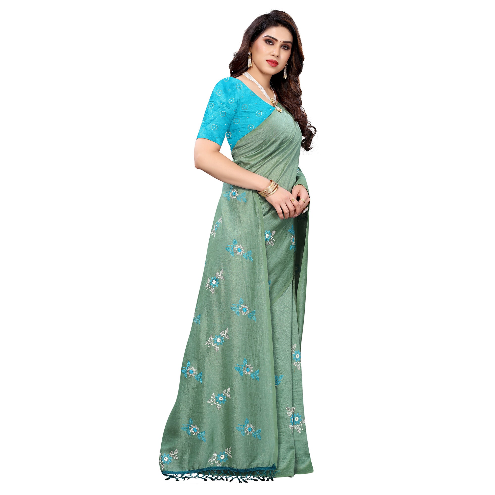 Mehendi Green Casual Wear Printed Silk Saree