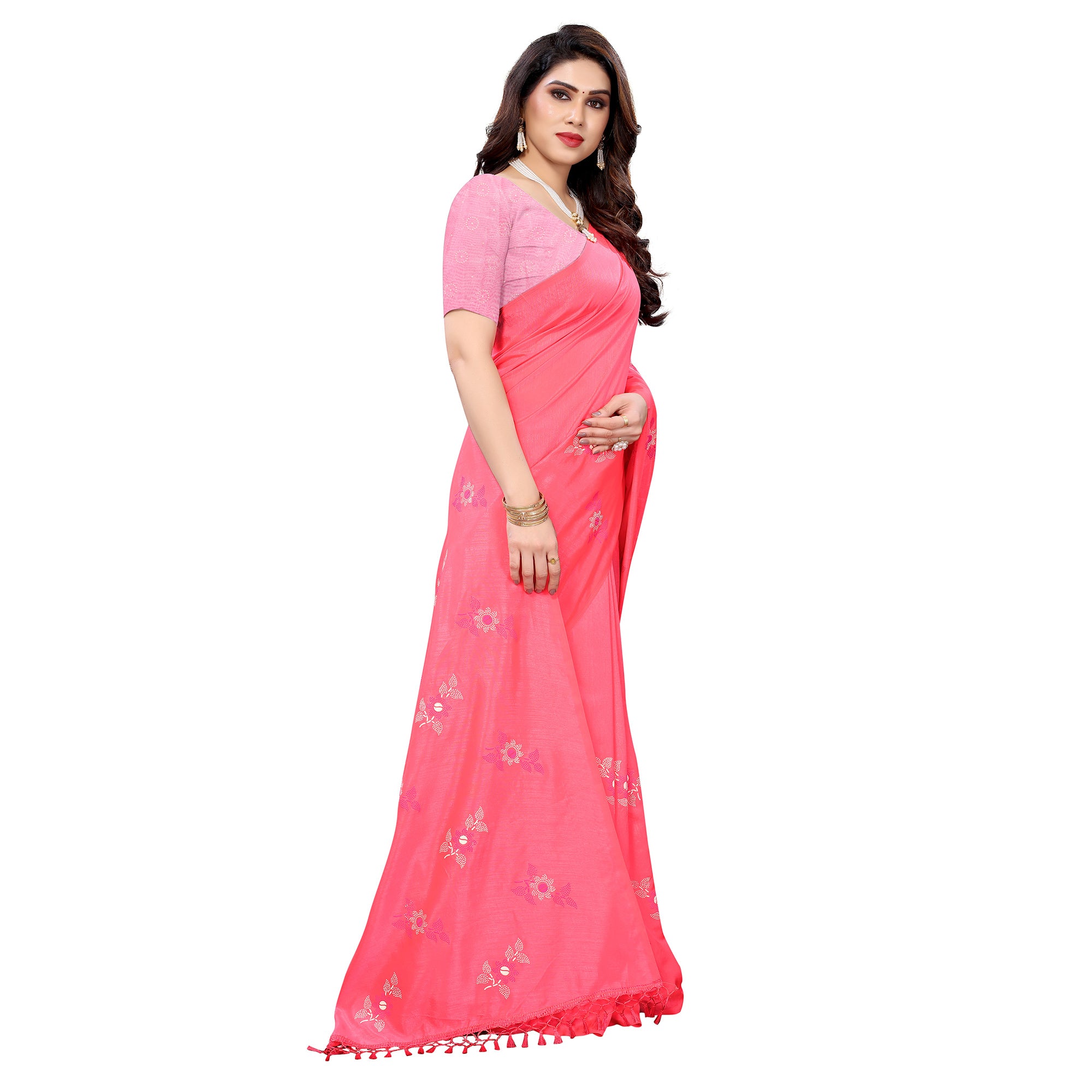 Peach Casual Wear Printed Silk Saree