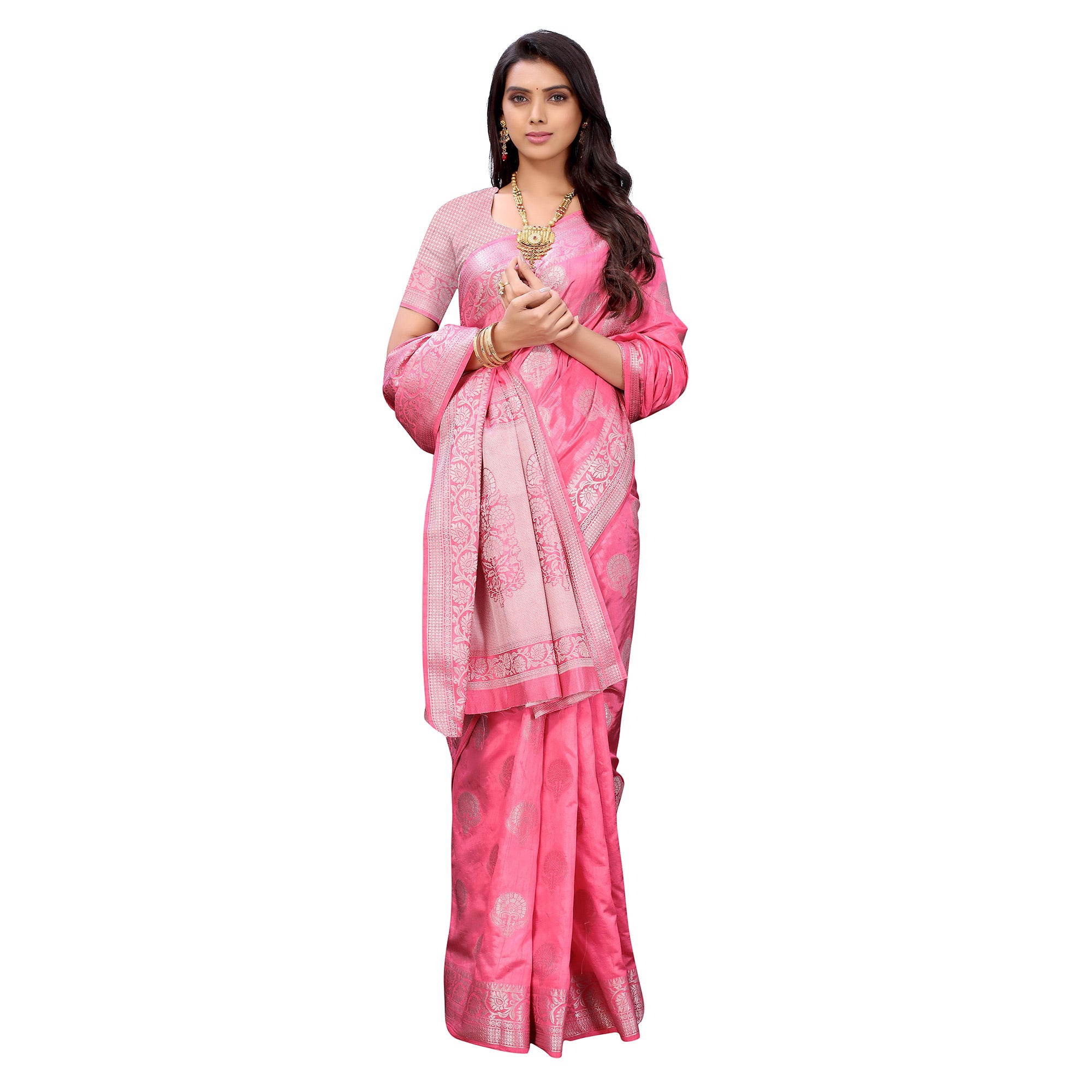 Gajari Pink Festive Wear Woven Art Silk Saree