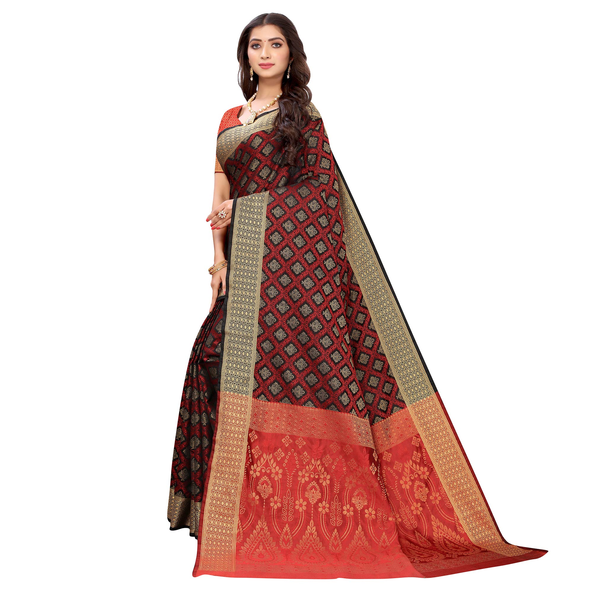 Black Festive Wear Woven Patola Heavy Silk Saree