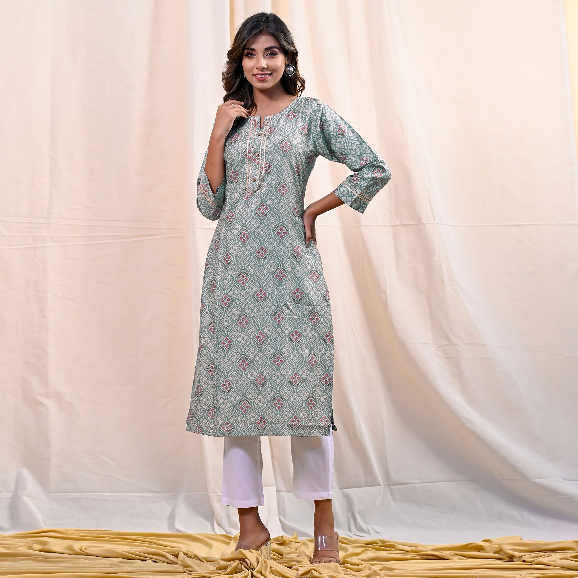 Blue Printed Muslin Kurti