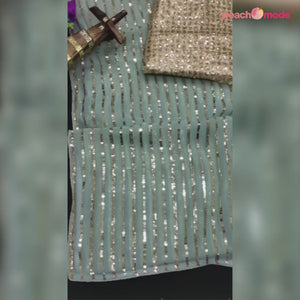 Sea Green Sequins Embroidered Georgette Saree