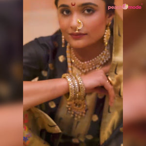 Black Floral Woven Tapetta Silk Salwar Suit