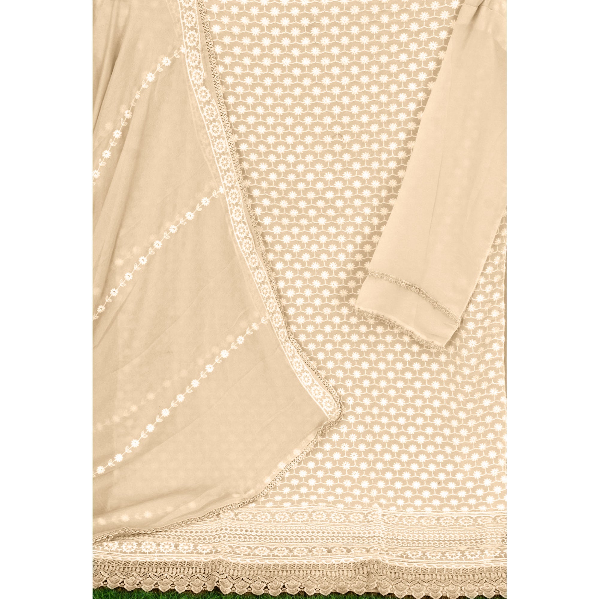 Chikoo Lucknowi Embroidered Georgette Pakistani Suit