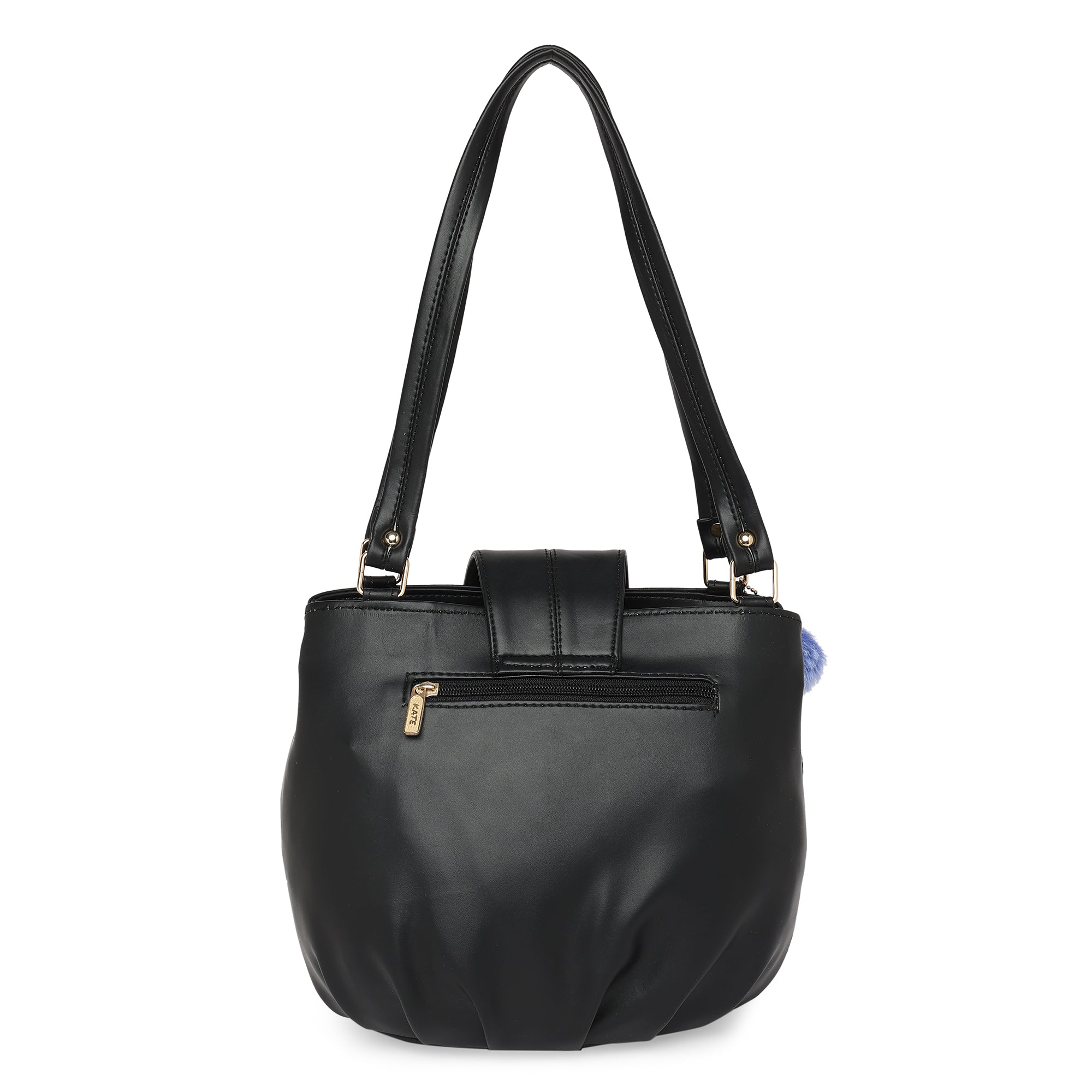 Black Women Vegan Leather Handbag With Belt