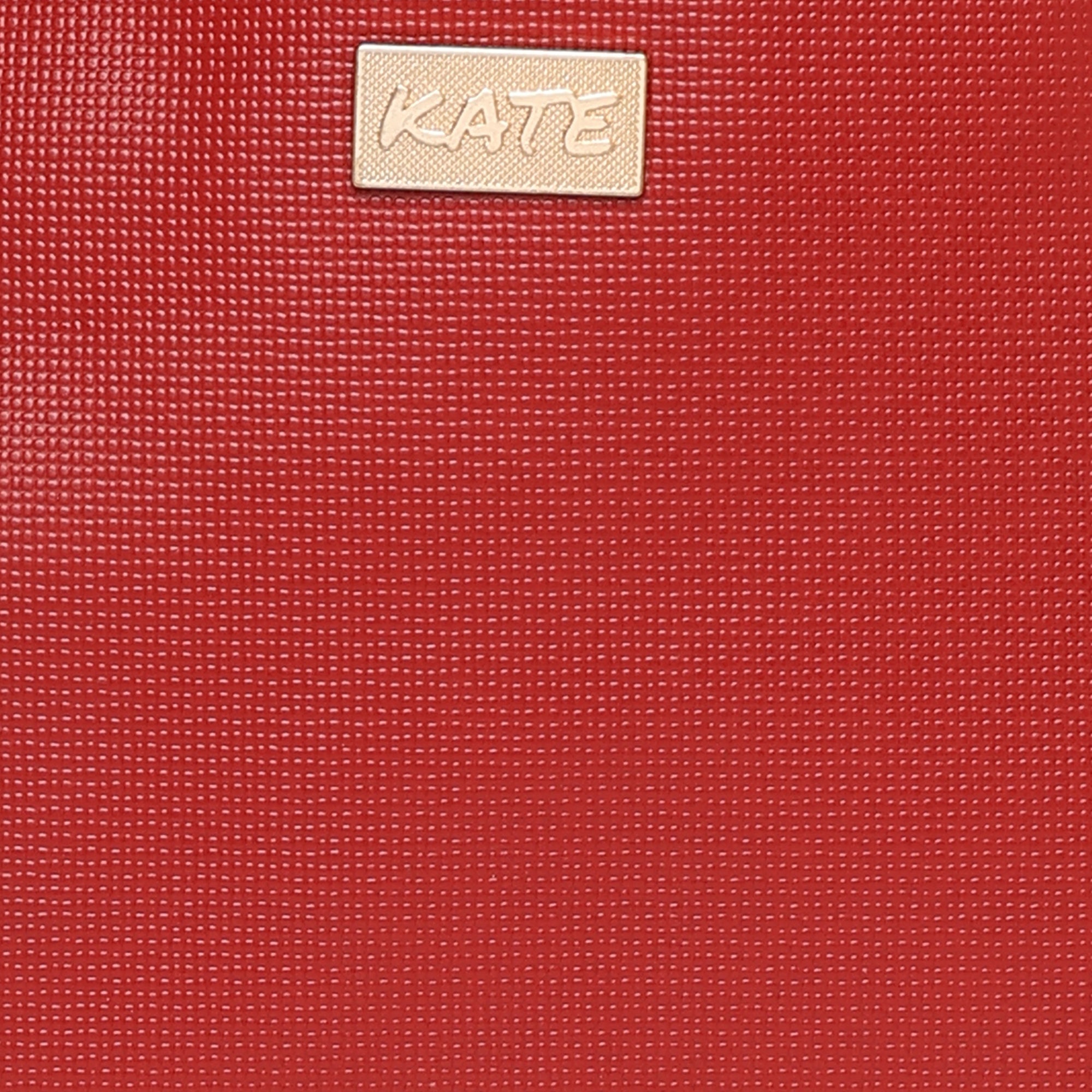 Red Women Vegan Leather Handbag With Belt