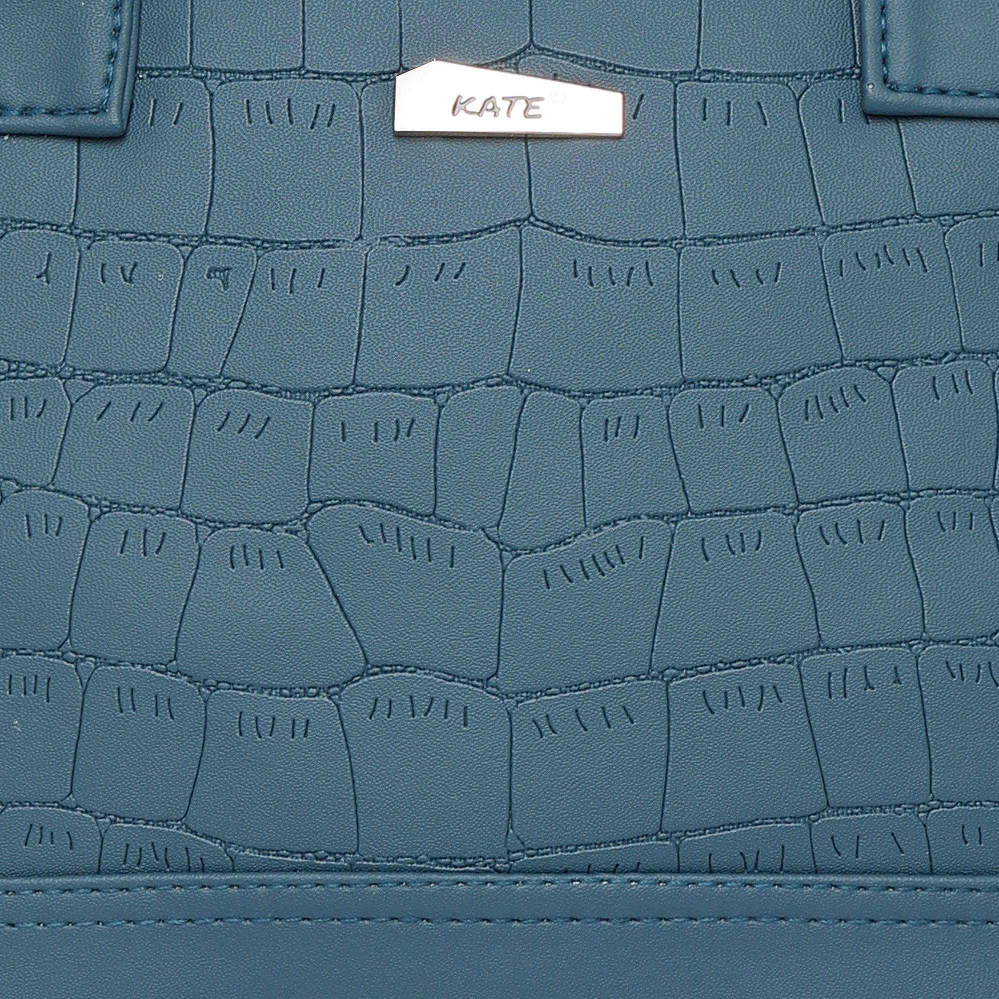 Teal Blue Women Vegan Leather Handbag With Belt