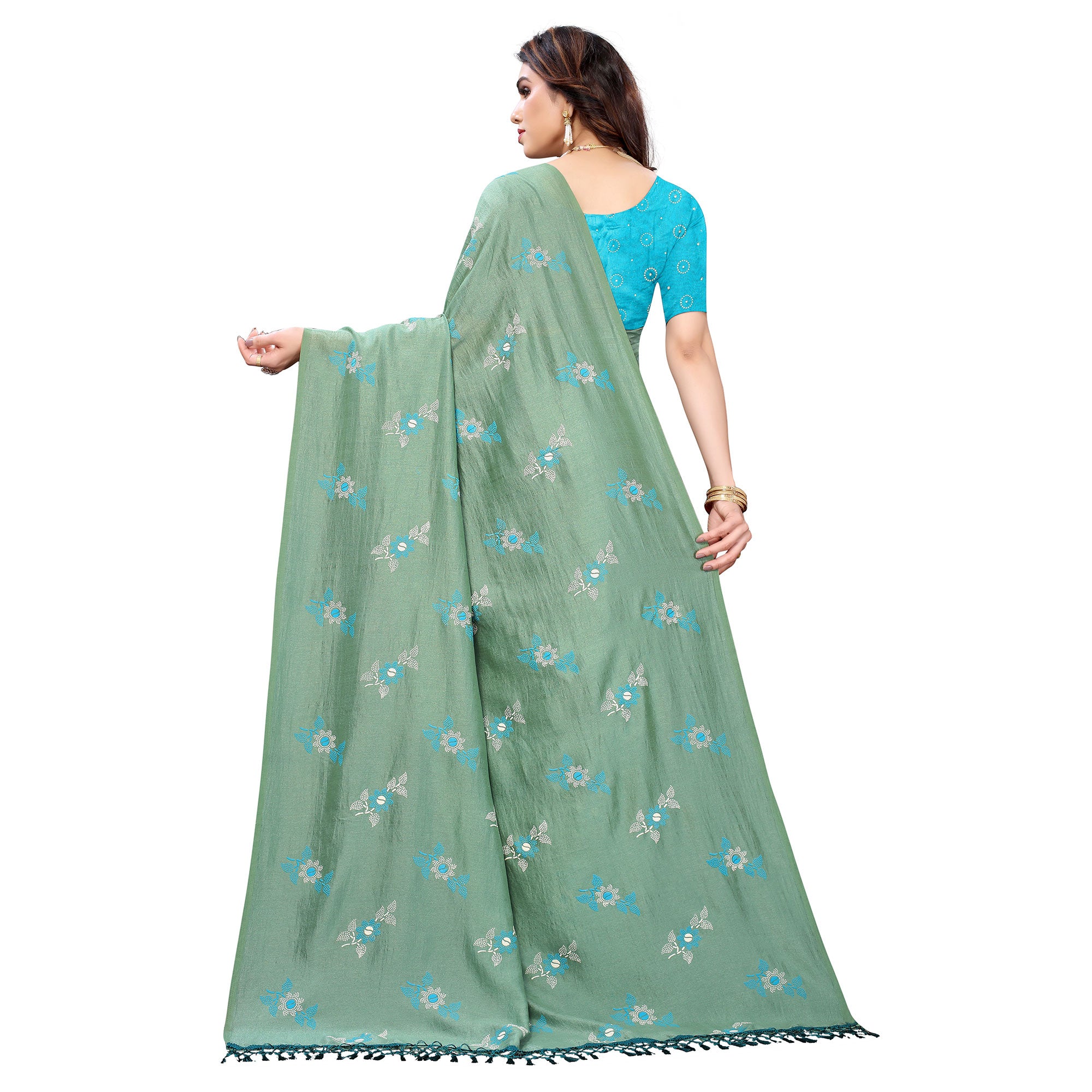 Mehendi Green Casual Wear Printed Silk Saree