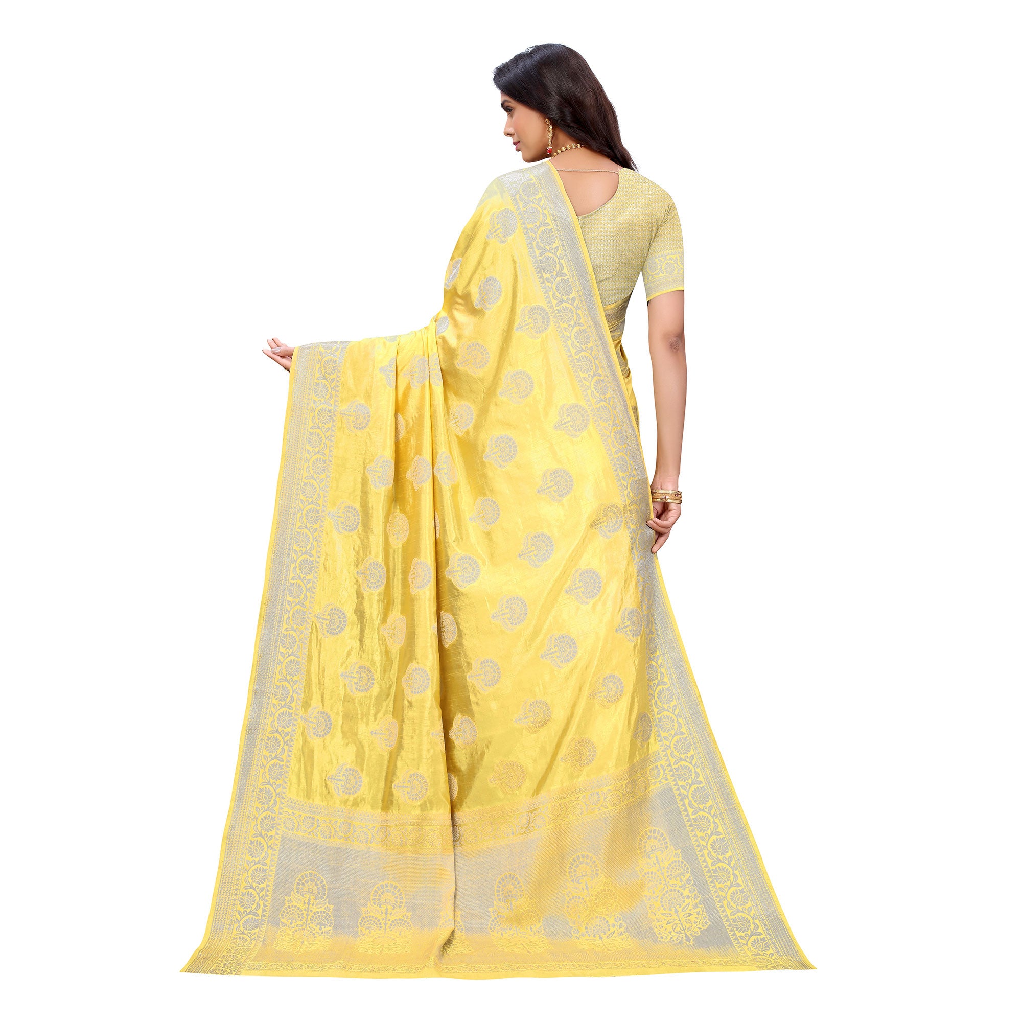 Yellow Festive Wear Woven Art Silk Saree