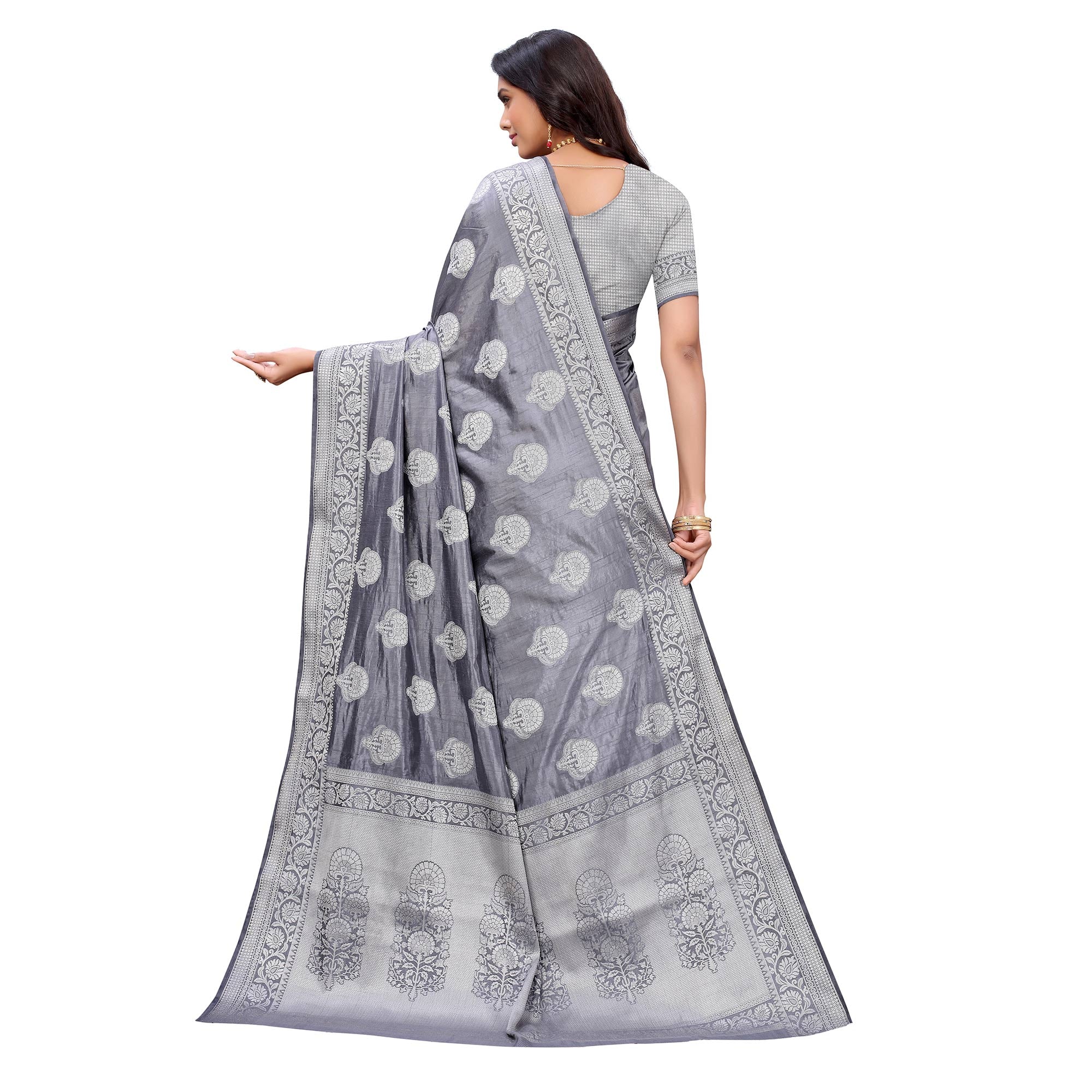 Grey Festive Wear Woven Art Silk Saree