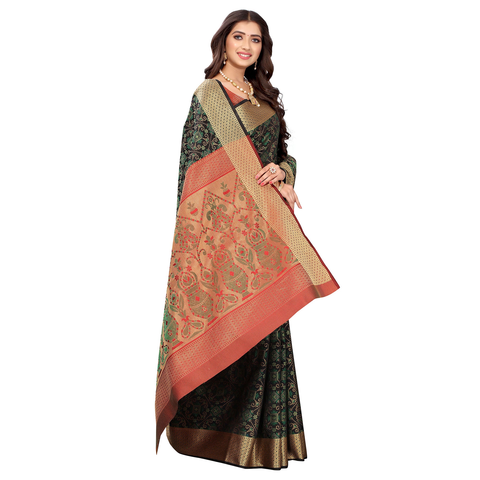 Black Festive Wear Woven Patola Heavy Silk Saree