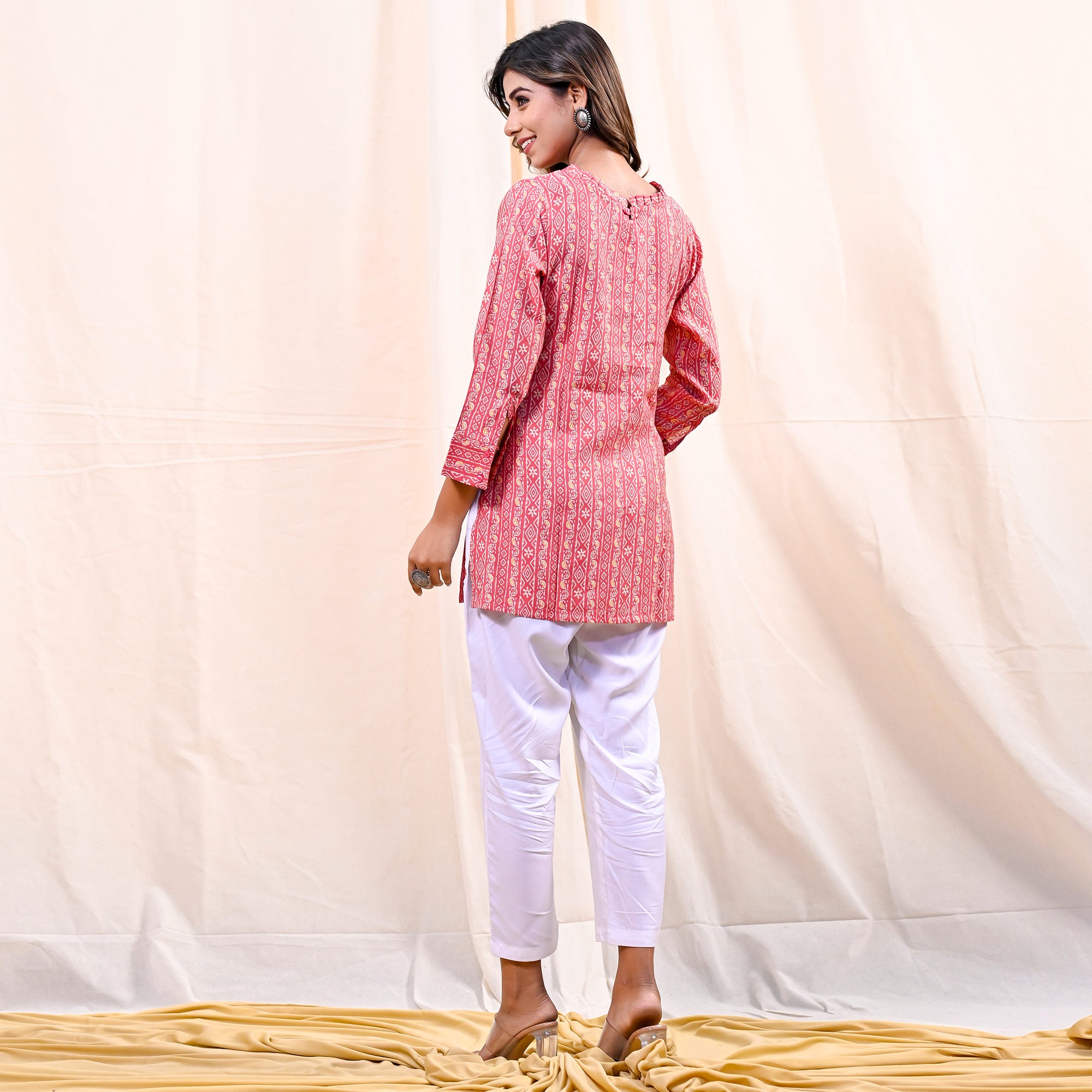Pink Printed Chanderi Top