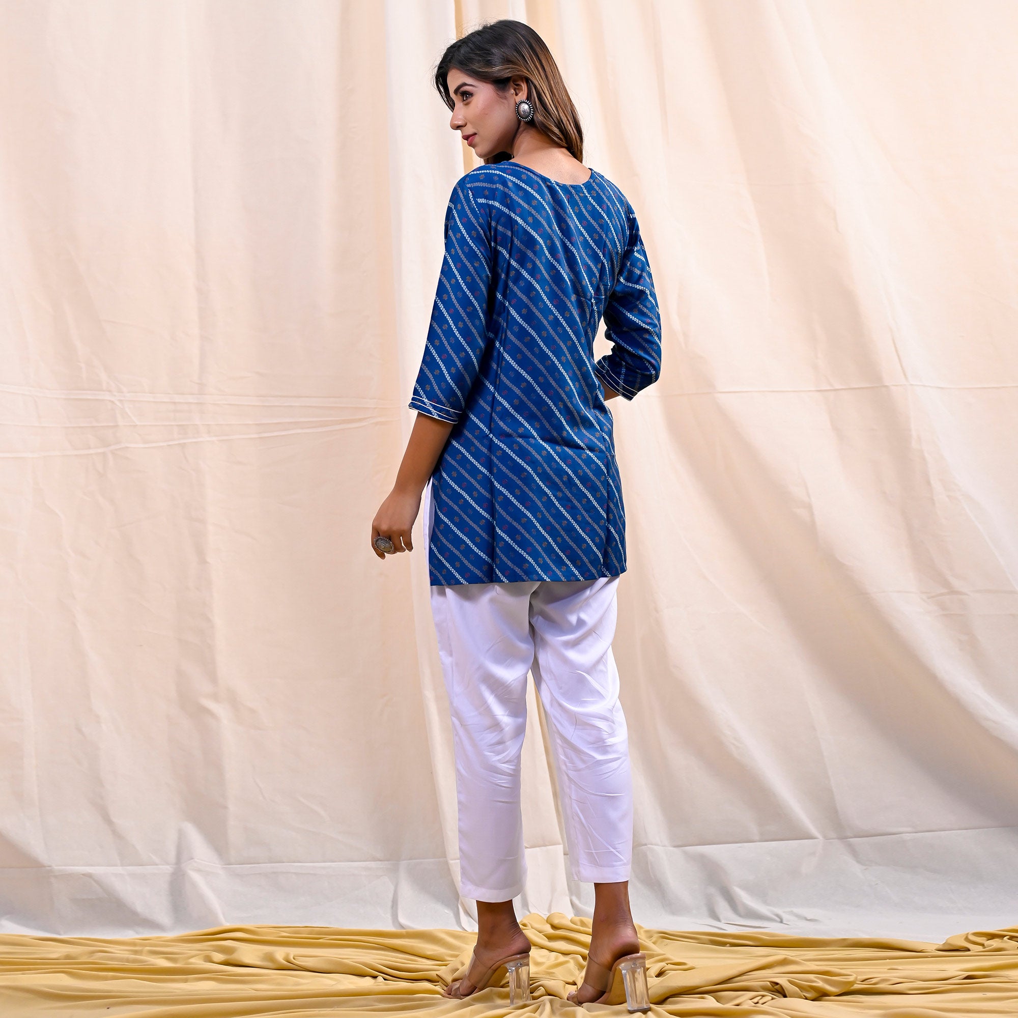 Blue Printed Muslin Top