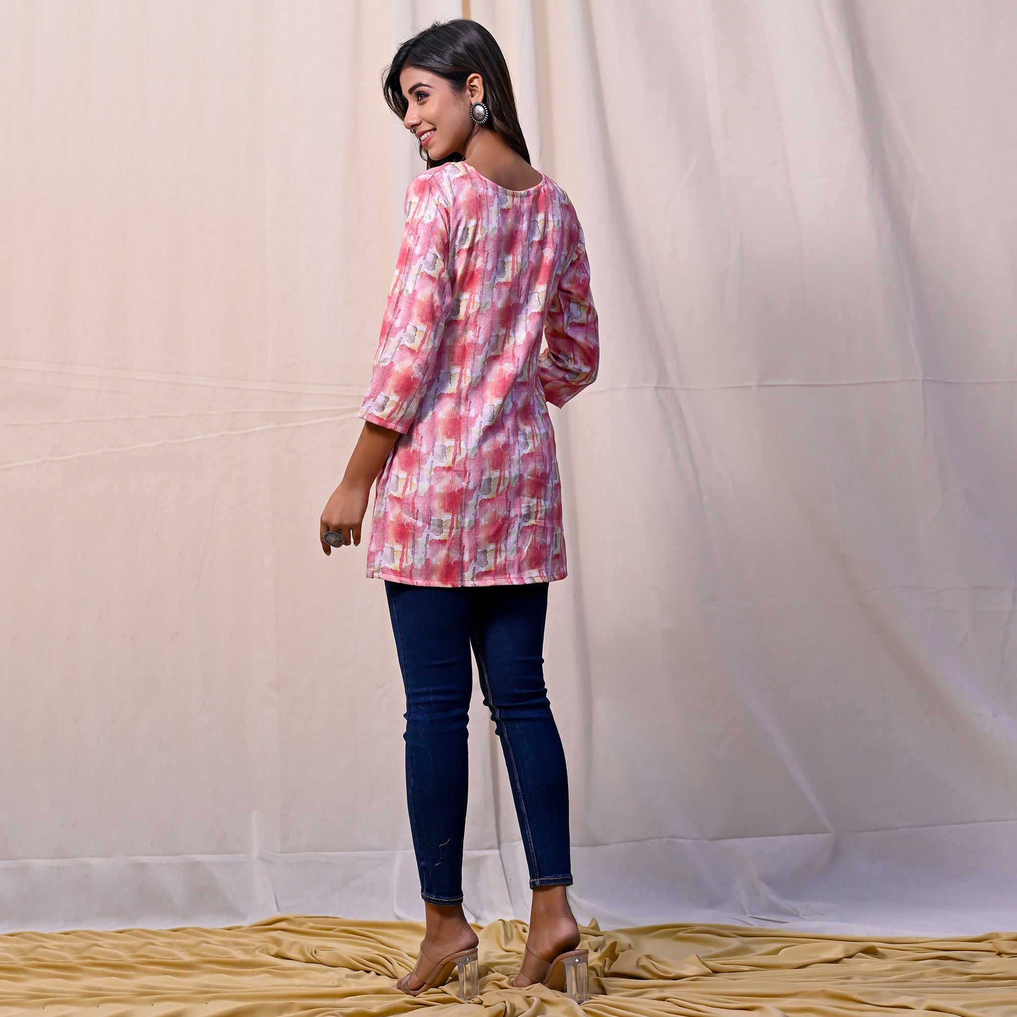 Pink Printed Rayon Top