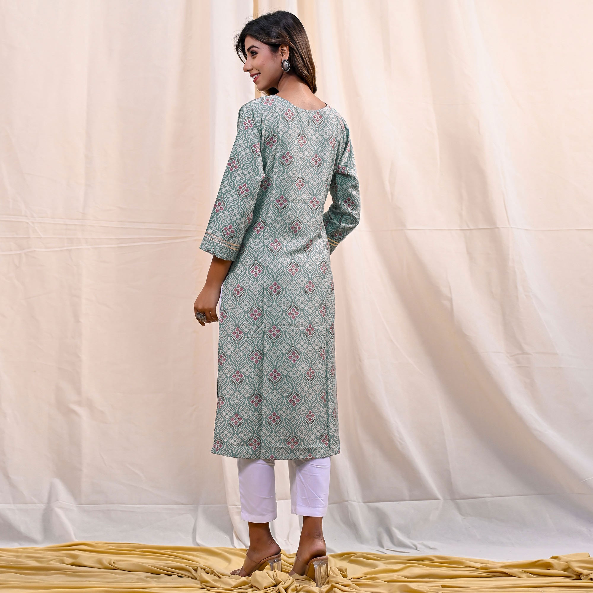 Blue Printed Muslin Kurti