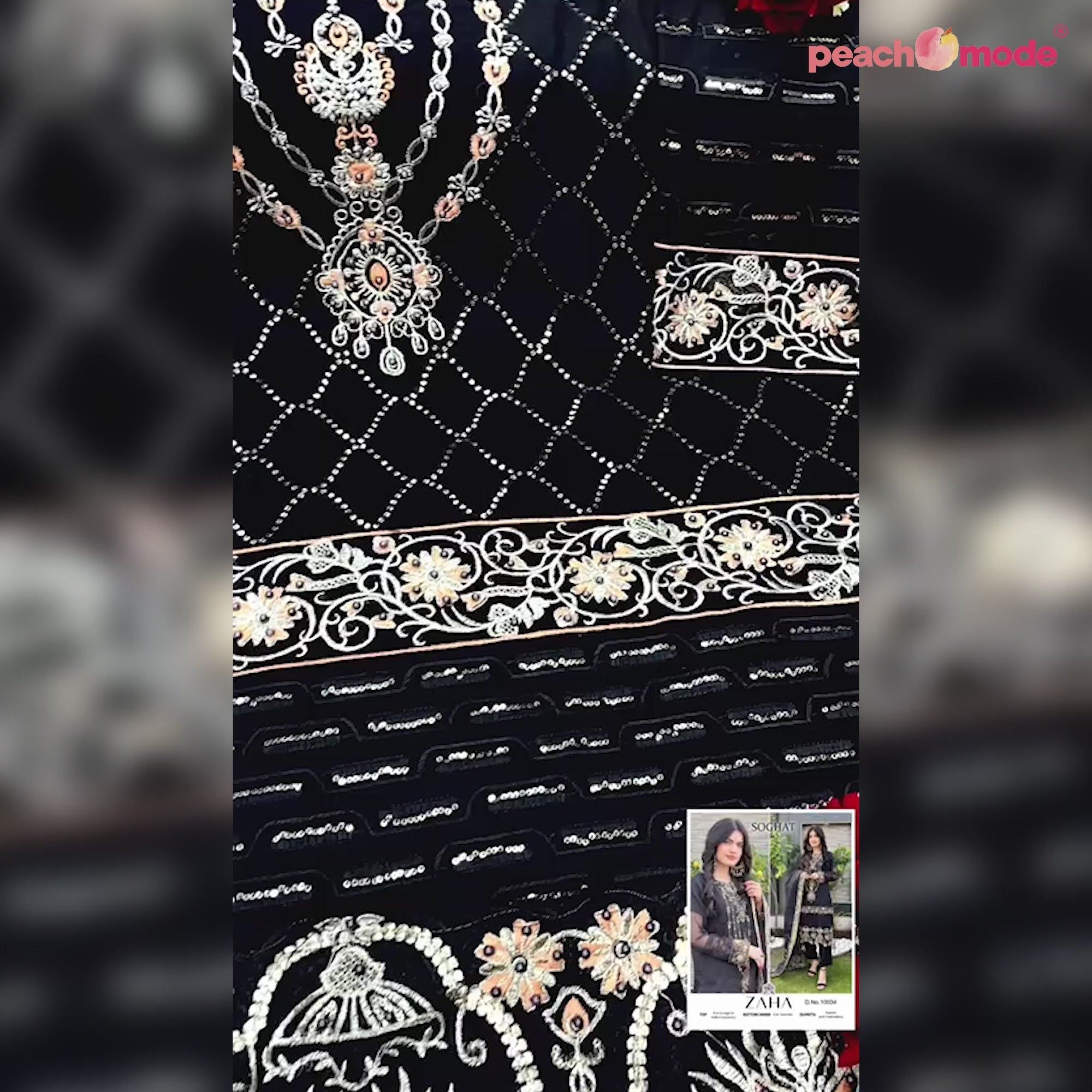 Black Embellished With Embroidered Georgette Pakistani Suit