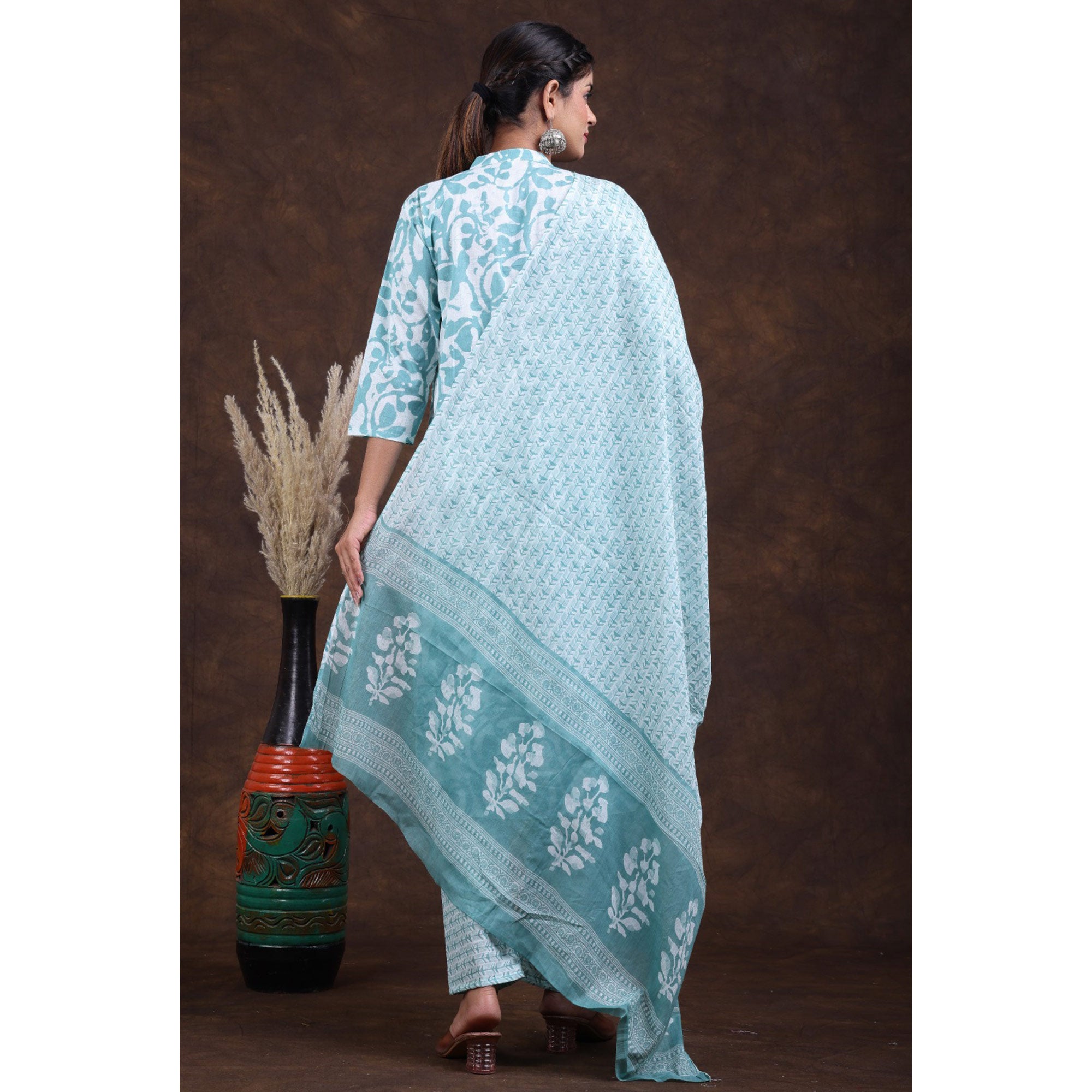 Blue Jaipuri Printed Pure Cotton Suit