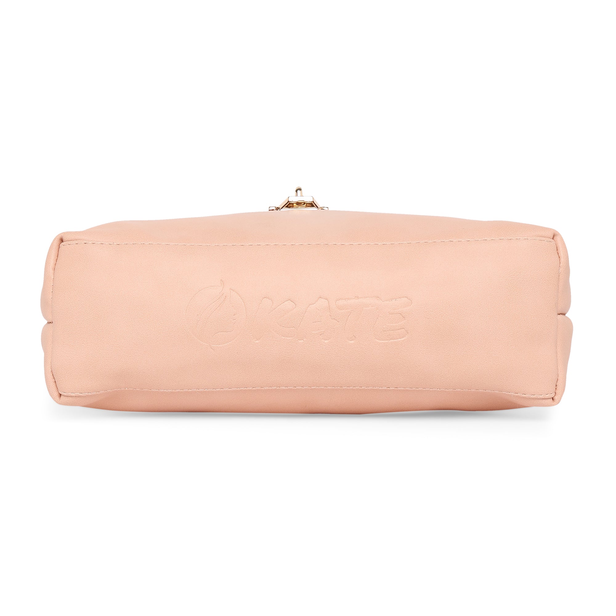 Peach Women Vegan Leather Handbag With Belt