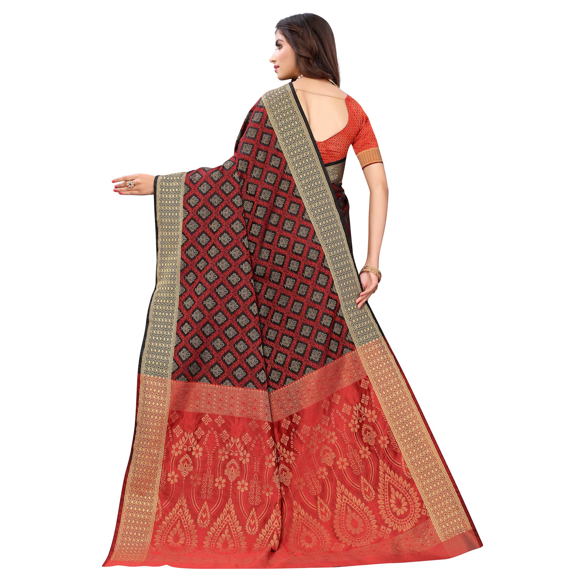 Black Festive Wear Woven Patola Heavy Silk Saree