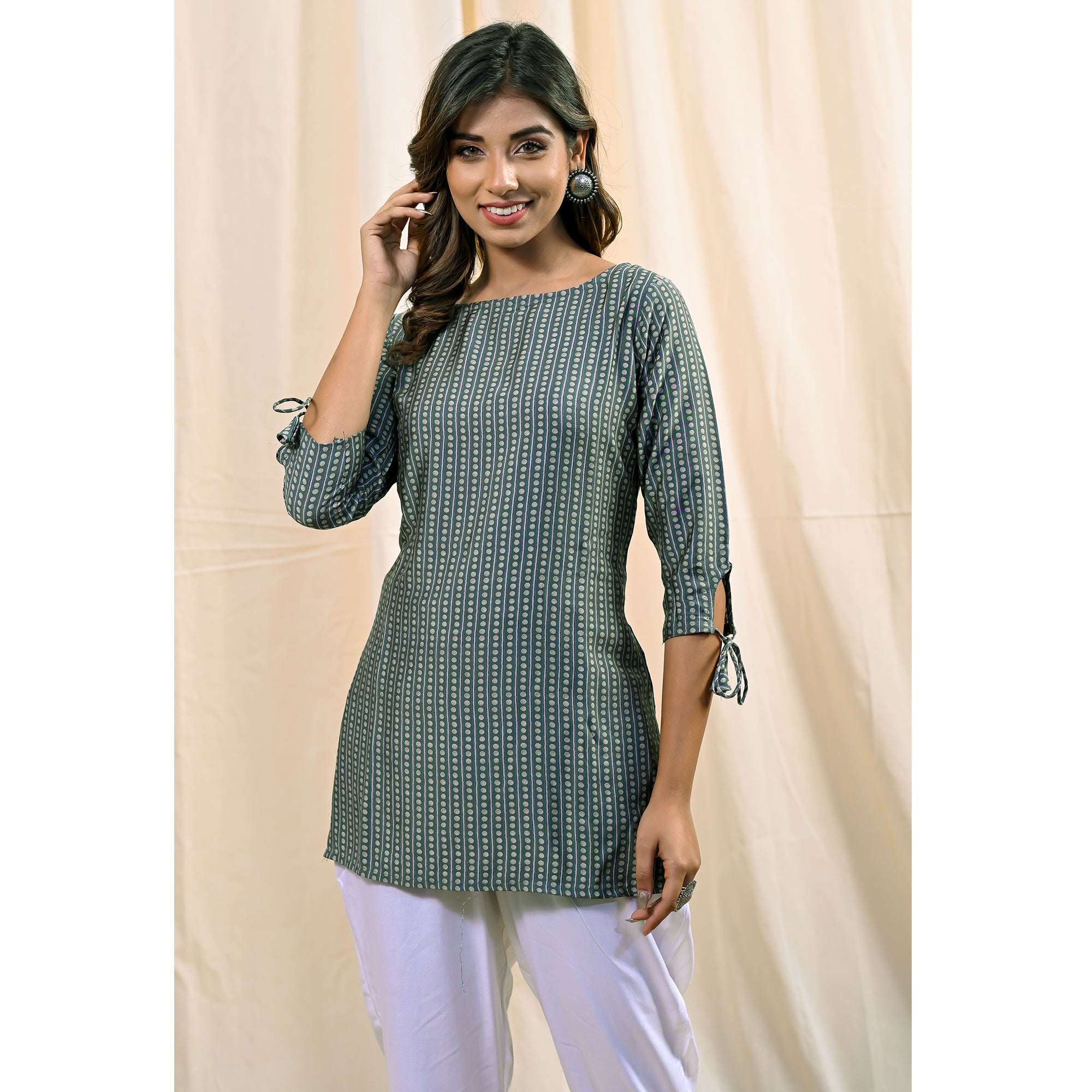 Light Green Printed Chanderi Top