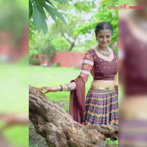 Multicolor Printed Muslin Lehenga Choli