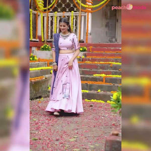 Mauve Printed Art Silk Lehenga Choli
