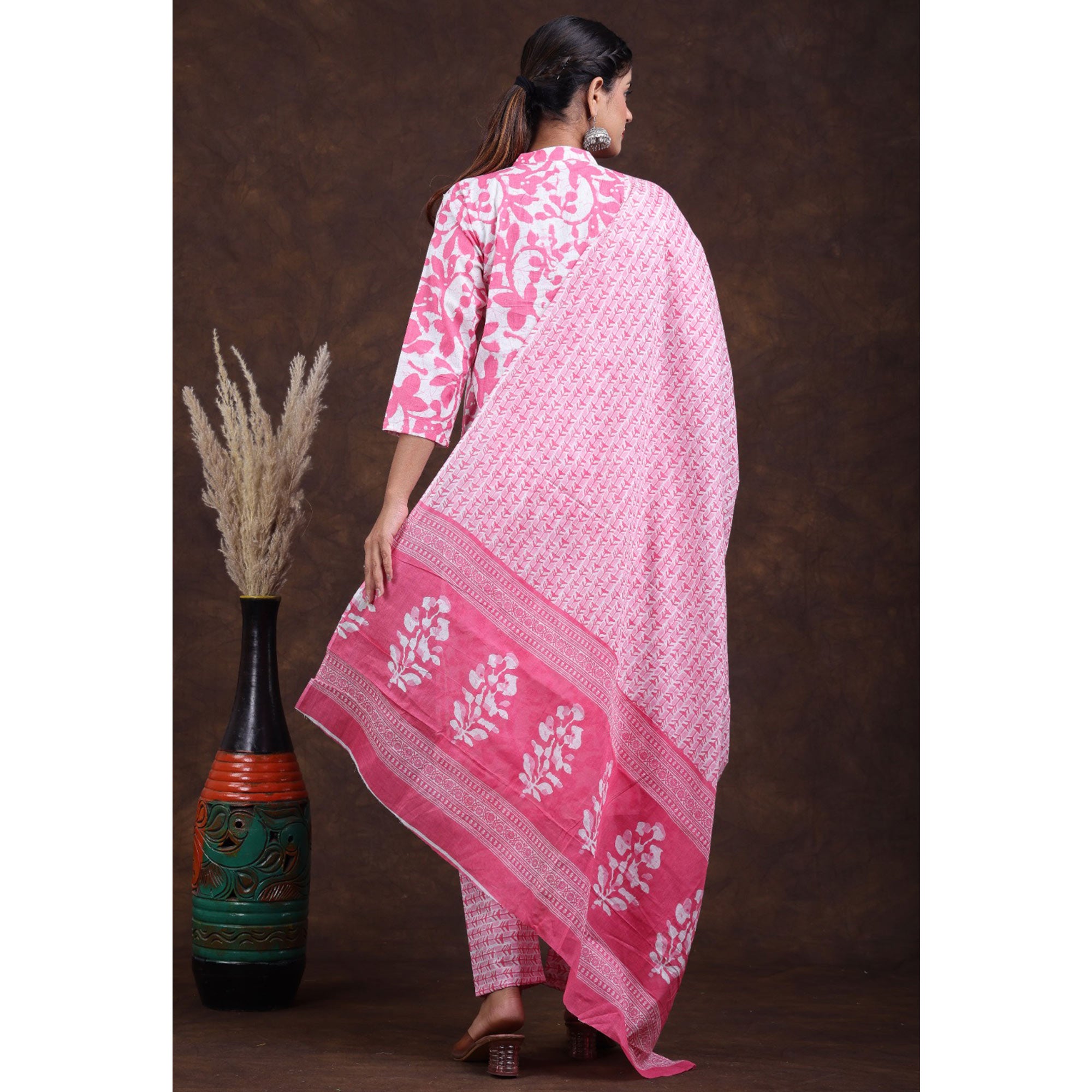 Pink Jaipuri Printed Pure Cotton Suit