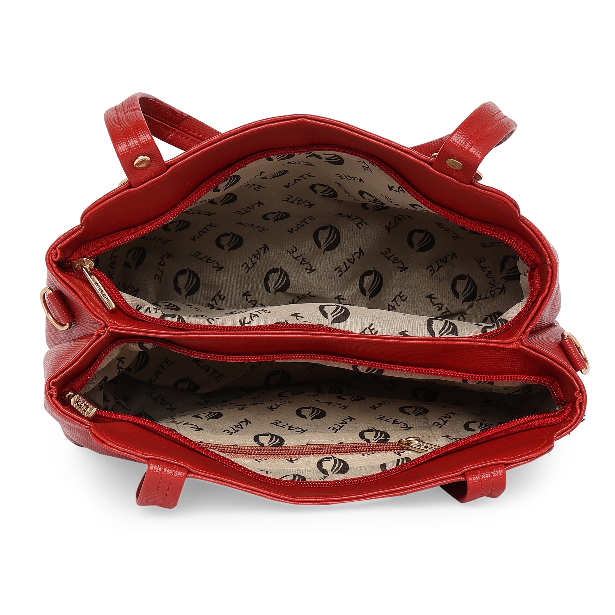 Red Women Vegan Leather Handbag With Belt