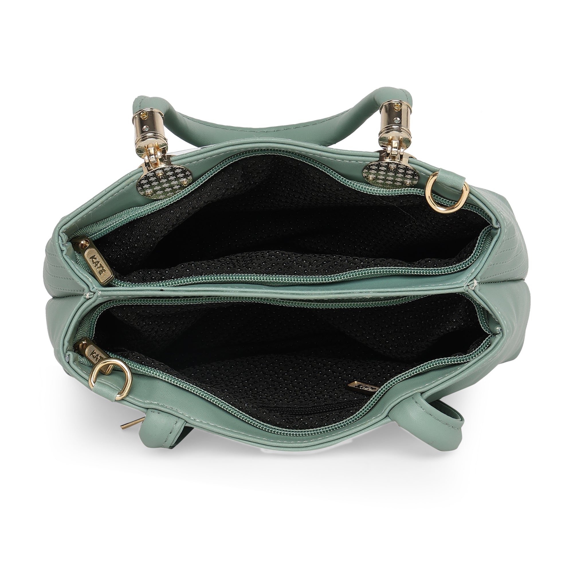 Pista Green Women Vegan Leather Handbag With Belt