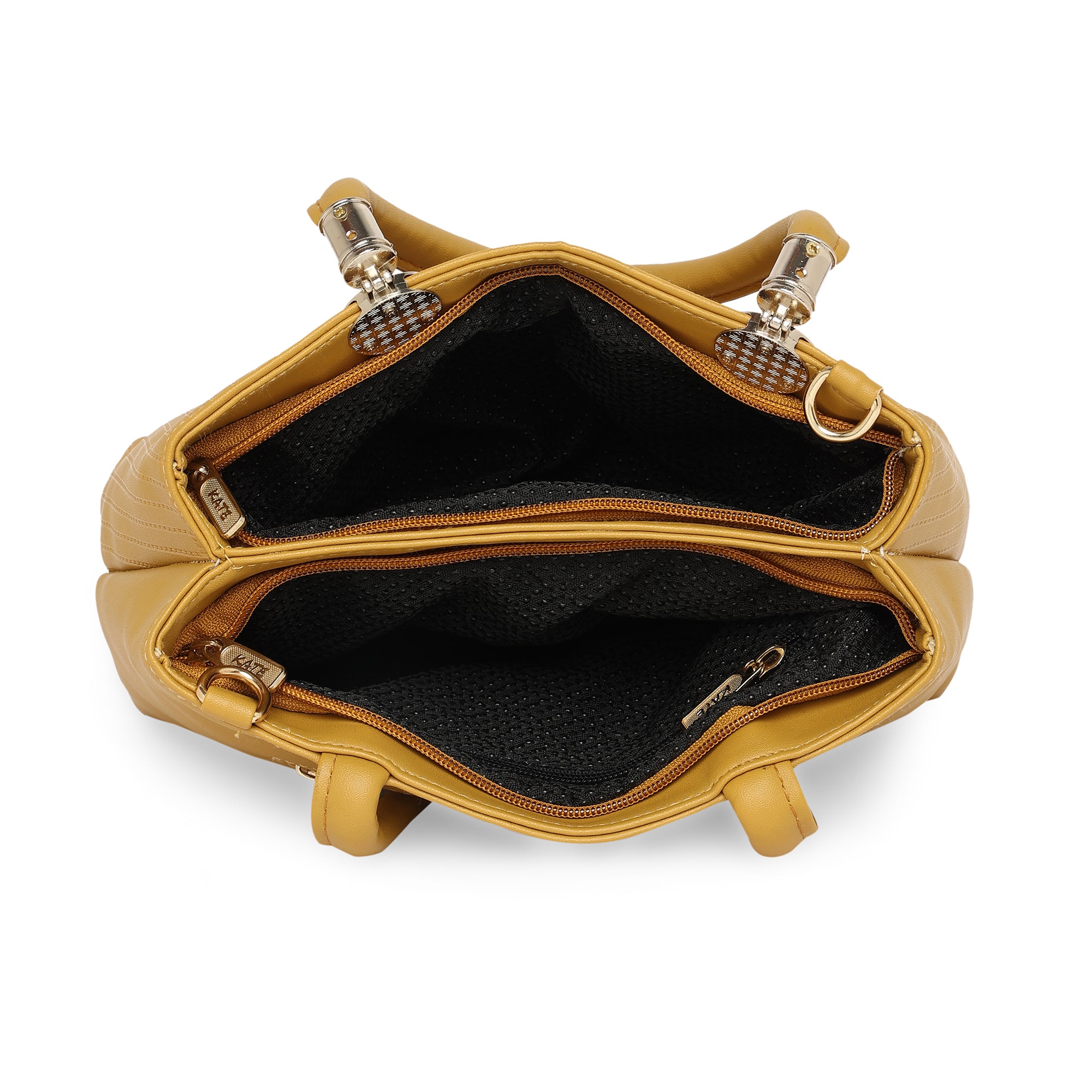 Mustard Women Vegan Leather Handbag With Belt