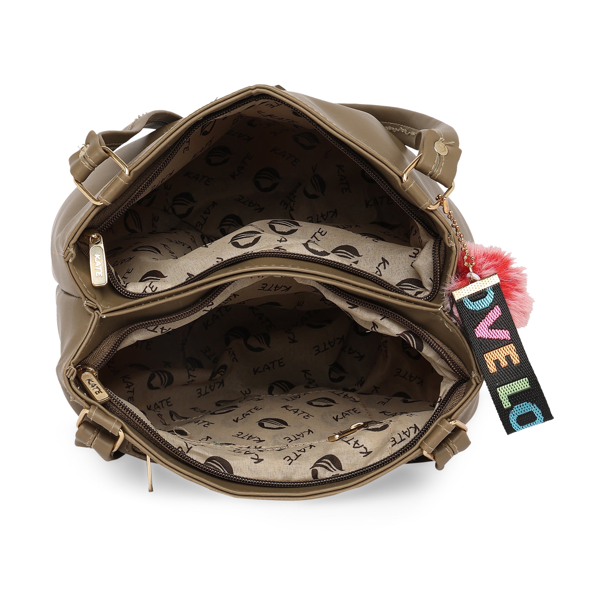 Coffee Brown Women Vegan Leather Handbag With Belt