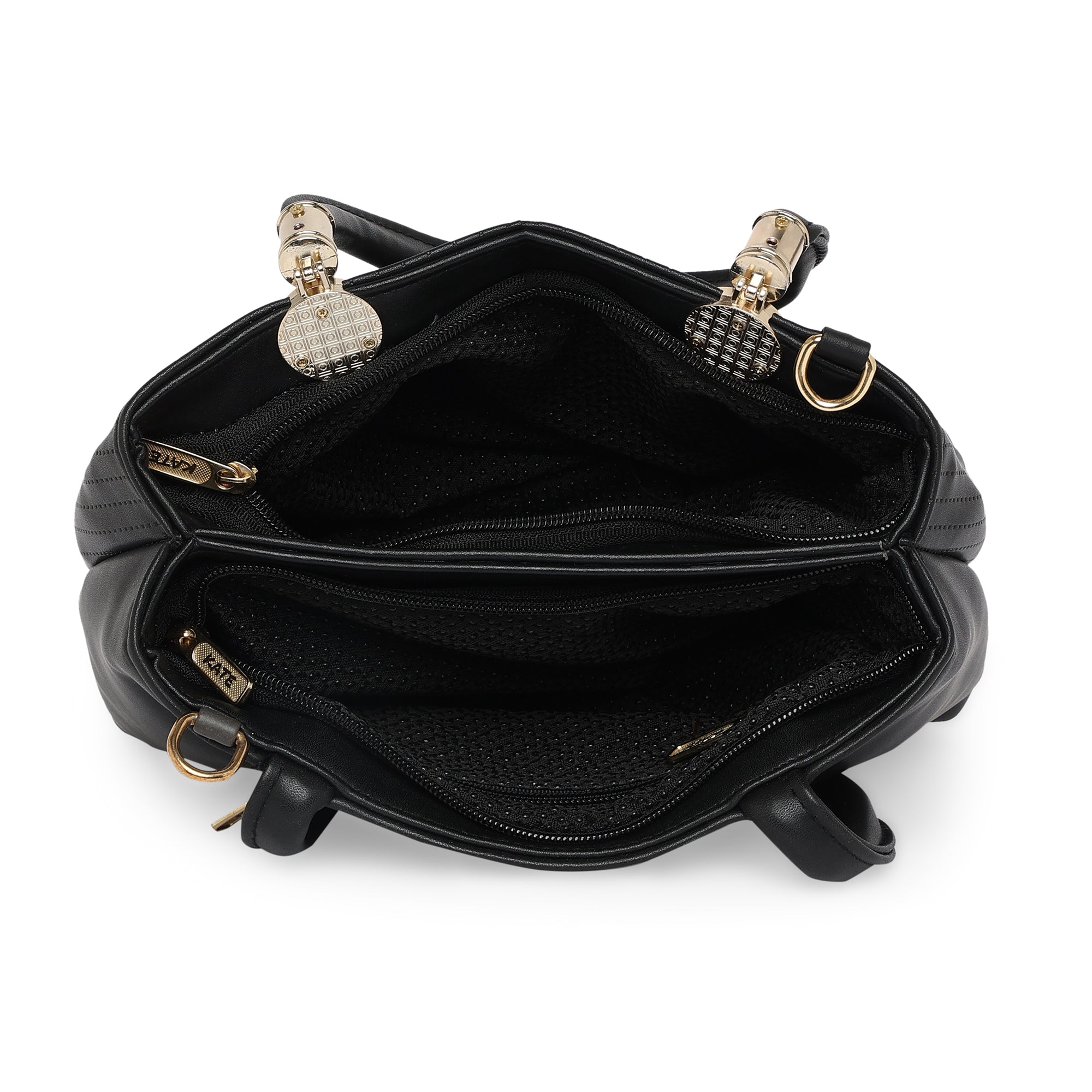 Black Women Vegan Leather Handbag With Belt