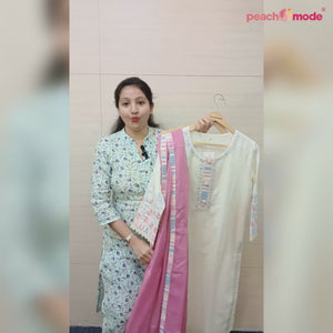 White Embroidered Pure Cotton Salwar Suit