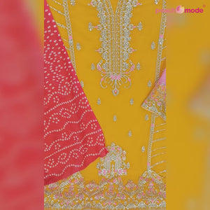 Mustard Sequins Embroidered Georgette Pakistani Suit