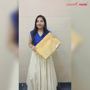 Yellow Woven Art Silk Saree With Tassels