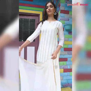 White Sequins Embroidered Chiffon Palazzo Suit